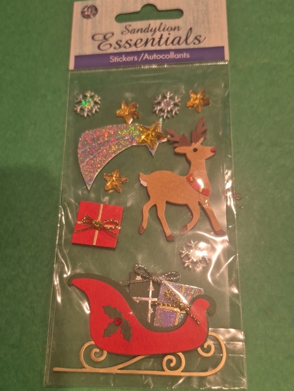 Sandylion Essentials Holiday Reindeer & Sleigh Sticker Set - Red, Gold, Brown